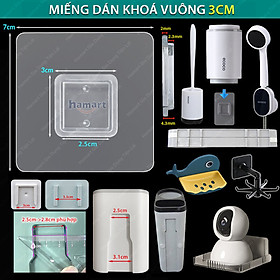 1 Miếng Dán Móc Vuông Thay Thế Kệ Góc Tường Ecoco Hộp Nhả Kem Đánh Răng Oenon Treo Tường Nhà Tắm Siêu Dính - 1 Dán Vuông 3CM (Hộp Bàn Chải)