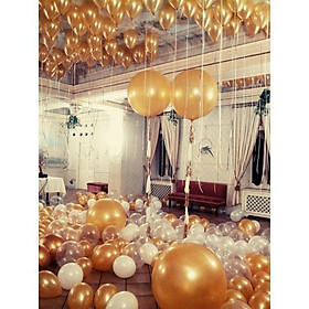 Set 30 vỏ bóng bay màu vàng gold + ghi  , bóng thái lan 10 inch