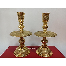 Mua Đôi chân nến đồng  Cặp chân nến tứ linh đồng vàng  vật phẩm thờ cúng  bộ đồ thờ
