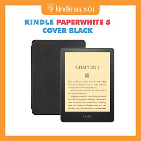 Combo máy đọc sách Kindle Paperwhite 5 11th gen tặng kèm bao da  Cover  - Hàng nhập khẩu - Black - 32GB