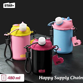 MD Star Bình Nước Inox 480ml - Đen - Hàng chính hãng