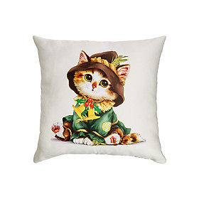 Mua Vỏ gối tựa lưng vuông CAT vải sợi tổng hợp mềm mịn  họa tiết chú mèo đội nón  kích thước 40x40cm | Index Living Mall - Phân phối độc quyền tại Việt Nam