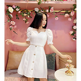 Đầm trắng thiết kế Thanh Lịch Cao Cấp may 2 lớp lót cotton mềm mịn