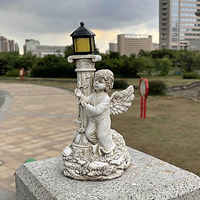 Roman Pillar Fairy Angel Figurine Solar Energy Statue Sculpture Art for Home Tabletop Garden Lawn Decor
