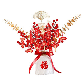 Red Chinese New Year Decoration Spring Festival Bonsai Table Centerpiece