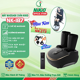 Máy Massage Chân Nén Ép Trị Liệu Suy Giãn Tĩnh Mạch Nikio NK-187 - Máy Mát Xa Dây Ấn Lòng Bàn Chân, Mu Bàn Chân, Ngón Chân, Bắp Chân - Công Nghệ Tiên Tiến: Con Lăn, Túi Khí Và Nhiệt Sưởi - Nhiều Chế Độ Matxa, Có Remote Điều Khiển