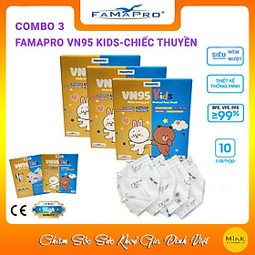 [COMBO 3 HỘP - FAMAPRO VN95 KIDS] - Khẩu trang y tế trẻ em Famapro VN95 KIDS (10 cái/ hộp)