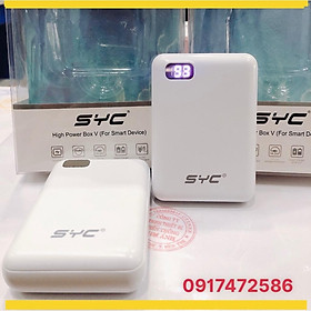 Sạc dự phòng SYC BP 350 mini dung lượng 10000 mAh, có màn hình hiển thị pin, hàng chính hãng