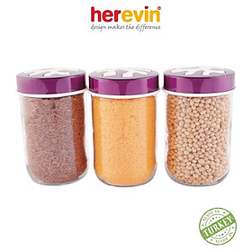Mua Bộ 3 Hũ Thủy Tinh Herevin Tròn Trơn Nắp Decor 660ml - HEHU135367-810
