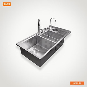 Chậu rửa 2 hố có máy rửa cốc chén, inox 304 Garis MS22.96