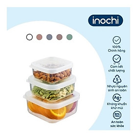 Bộ 3 hộp thực phẩm vuông Hokkaido 50010002000ml - Xanh bơ