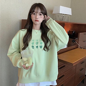 Áo Sweater Thêu Tim Nỉ Bông Unisex Form Thoải Mái Siêu Xinh