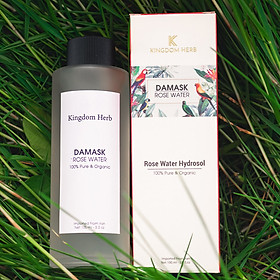 Nước hoa hồng se khít lỗ chân lông, không cồn, dưỡng ẩm, giảm mụn, toner dưỡng da, chống lão hóa Kingdom chiết xuất tinh khiết từ hoa hồng Damask Iran - Hộp 100 ml (có thể uống được)