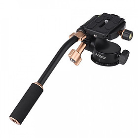 Andoer Q08S Aluminum Alloy 3-Way Damping Video Head Tripod Head With Pan Bar Handle Support 360° Panoramic Shooting 1/4"