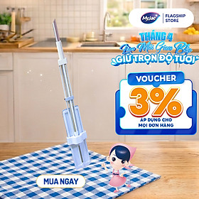 Cây Lau Nhà Vải Sợi Thần Kì Kéo Vắt Thông Minh Bản Lau To 40cm Tiết Kiệm Thời Gian MyJae