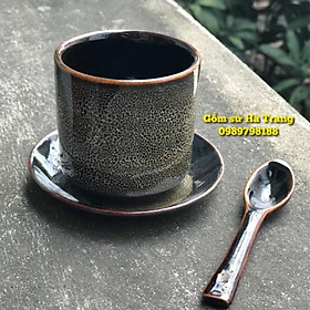 Mua Set cốc đĩa men hoả biến  Gốm sứ Bát Tràng cao cấp