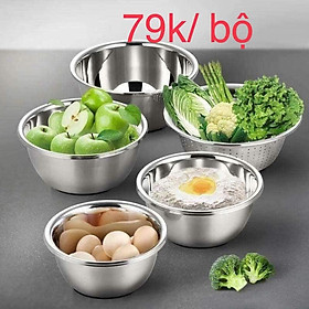 SET 5 MÓN RỔ VÀ THAU INOX CAO CẤP