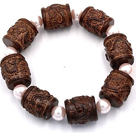 Vòng tay chuỗi hạt trụ rồng gỗ đàn hương TRNT17