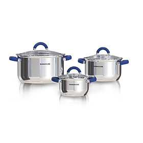 Bộ 3 Nồi Inox 3 Đáy Sunhouse SHG361 - Hàng Chính Hãng