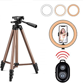 Mua Chân tripod chiều cao thay đổi Đèn LED 26cm điều chỉnh độ sáng + kẹp điện thoại + Remote chụp ảnh  quay video livestream