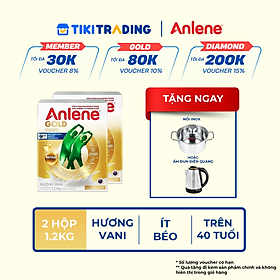 Combo 2 TPBS Anlene Gold hương vani 1.2kg tặng nồi inox hoặc ấm đun điện quang