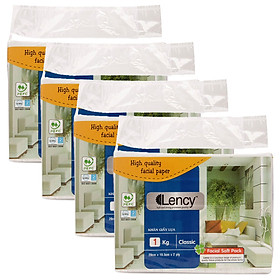 LỐC 04 TÚI KHĂN GIẤY LENCY LỤA 2 LỚP ( 1 KG/ TÚI)