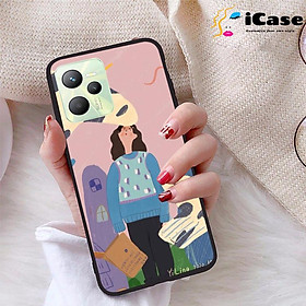 Ốp lưng iCase dành cho Realme C35 chất liệu viền dẻo lưng cứng nhám TPU có hai lỗ xỏ dây đeo in nổi 4D hình bộ sưu tập Color Fun 15