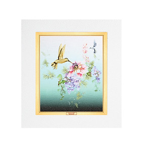 Tranh Vàng 24K PRIMA ART - Hình Chim và Hoa dát vàng 24K trên nền vải canvas - Bộ sưu tập Luxe - CGS-0698-01