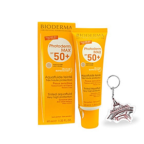 Kem Chống Nắng Bioderma Photoderm MAX Aquafluide Teinte Claire SPF50+ 40ml Giảm Bóng Nhờn, Che Khuyết Điểm Dành Cho Mọi Loại Da Đặc Biệt Là Da Dầu, Nhạy Cảm (Tông Màu Tự Nhiên) 40ml + Tặng Kèm 1 Móc Khóa Hình Tour Eiffel Viền Đỏ