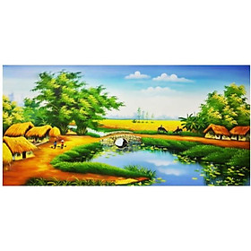 Mua Tranh Đính Đá Phong Cảnh Làng Quê Việt ( Chưa Đính)