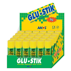 Hộp 30 Hồ Khô Mỹ Thuật White Glue Stick W8 AMOS AGSW8 (8g / Chai)