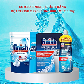 Combo Bột rửa bát finish 2.2kg+Nước làm bóng finish 800ml+Muối rửa bát finish 1.2kg dùng cho Máy rửa bát