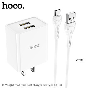 Mua Bộ sạc Type C Hoco C89 2 cổng USB dài 1M chân dẹt cho Android kèm dây Type-C  hàng chính hãng Hoco Mall Official