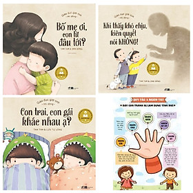 Hình ảnh sách Combo sách giúp con bảo vệ bản thân: Giáo dục giới tính nhi đồng - Bố Mẹ Ơi, Con Từ Đâu Tới + Khi Thấy Khó Chịu Kiên Quyết Nói Không + Con Trai, Con Gái Khác Nhau Ạ? + Poster an toàn cho bé