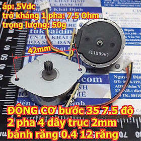 Mua ĐỘNG CƠ bước 35 5V 7.5 độ 2 pha 4 dây trục 2mm bánh răng 0.4 12 răng kde5778