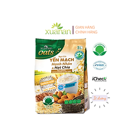 Ngũ Cốc Yến Mạch Hạnh Nhân Hạt Chia Xuân An [ít đường] Túi 400G {25g*16 gói}(Tặng Kèm 1 Túi Yến Mạch 150G)