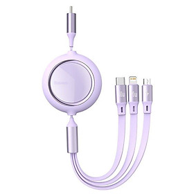 Mua Cáp sạc siêu nhanh dây rút Baseus Type C ra 3 đầu 100W Bright Mirror One-for-three Retractable (Hàng chính hãng)