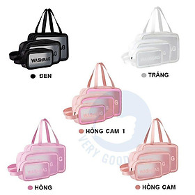 TÚI ĐỰNG MỸ PHẨM, ĐỒ TRANG ĐIỂM ĐI DU LỊCH WASHBAG TRONG SUỐT, CHỐNG THẤM NƯỚC HL008