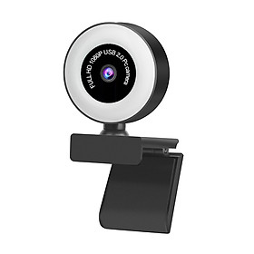 1080P/2MP USB Plug and Play Webcam with Built-in Microphone Light for Live Stream Video Call Video Conference Online