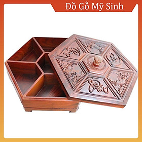 Khay đựng bánh kẹo Tết bằng gỗ, hộp đựng bánh kẹo Tết chất liệu gỗ hương cao cấp để bàn phòng khách