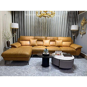Mua Sofa góc L da bò Italy Juno sofa màu vàng SFLCT01 3m3 x 1m6 hàng cao cấp chuẩn da bò nhập khẩu Ý