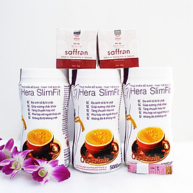 Combo 3 hộp Sữa giảm cân Hera Slimfit 500gr [Chính Hãng] - Giảm 3-7Kg/ 1 Liệu trình [Tặng 1 Mặt nạ Saffron sữa ong chúa và 1 Thước dây]