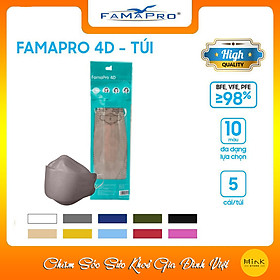 [TÚI - FAMAPRO 4D] - Khẩu trang y tế kháng khuẩn cao cấp Famapro 4D tiêu chuẩn KF94 (5 cái/ túi)