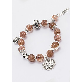 Vòng Thạch Anh Tóc Đỏ Phối Charm Heo Bạc (10mm) Ngọc Quý Gemstones