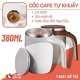 Cốc khuấy cà phê tự động thông minh lõi thép không gỉ 304 dung tích 380ml - giao mầu ngẫu nhiên