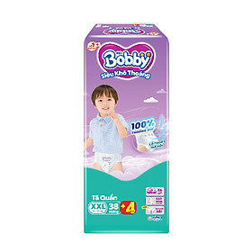 [TẶNG THÊM 4 MIẾNG] Tã quần Bobby Siêu Khô Thoáng - 100% Thoáng Khí  Super Jumbo - XXL38