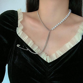 Vòng cổ dây chuyền Đính hạt Nối xích băng ghim cá tính