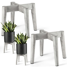 (Bộ 2) Giá Đỡ Chậu Cây, Đôn Gỗ Để Chậu Hoa Để Bàn - Cao 19 cm x Rộng 24 cm
