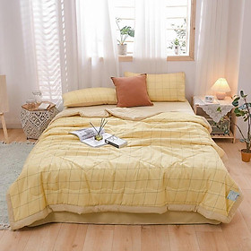 Bộ Chăn Ga Gối Cotton Đũi m6/m8/2m-Tiệm Nhà Mêu2 Vỏ gối ,drap ,chăn chần Basic Caro Kẻ Vintage