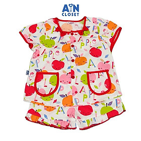 Bộ quần áo Ngắn bé gái họa tiết Táo Xanh Viền Đỏ cotton - AICDBGSC6MOX - AIN Closet